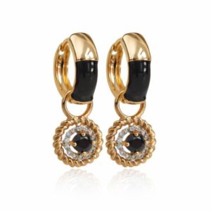 HALF BLACK BASE EARRINGS + MINI SUNNY BEACH 18K