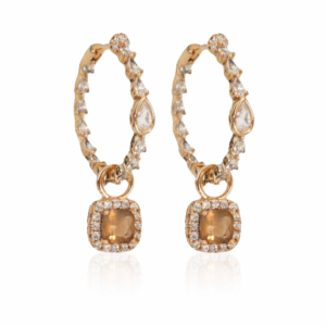 LUXORY CRYSTAL HOOPS + MINI CLASSIC SQUARE 18K