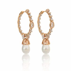 LUXORY CRYSTAL HOOPS + CRYSTAL PEARL DROPS 18K