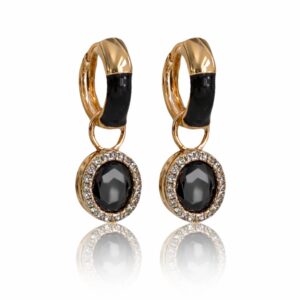 HALF BLACK BASE EARRINGS 18K + JOY 18K