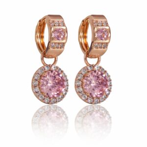 CRYSTAL PINK BASE EARRINGS 18K
